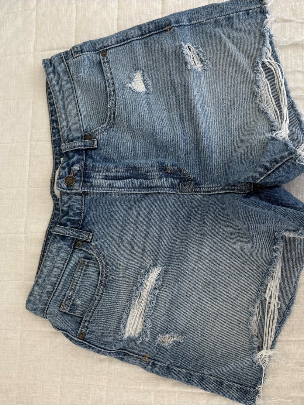 HIDDEN SIZE L Distressed Light Blue Denim Shorts
